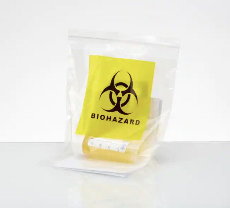 Wheaton™ Specimen Bag with Document Wallet, Biohazard Print